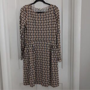Boden Women's Midi Dress SIZE 12R Stretch Geometric Comfort Office Modest Church